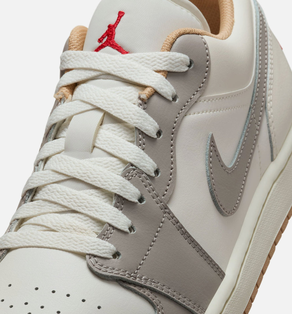 Air Jordan 1 Low Mens Lifestyle Shoe - Sail/Fire Red/College Grey/Hemp