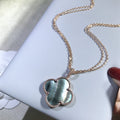 Van Cleef & Arpels CLOVER GOLD DARK MOP BIG CLOVER NECKLACE