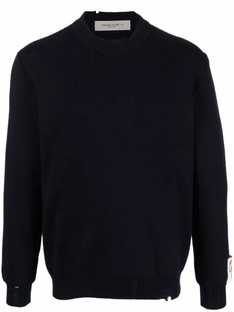 Golden Goose round-neck sweater in dark blue cotton