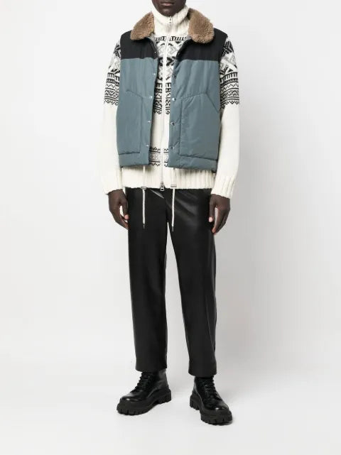 sacai padded shearling-collar jacket