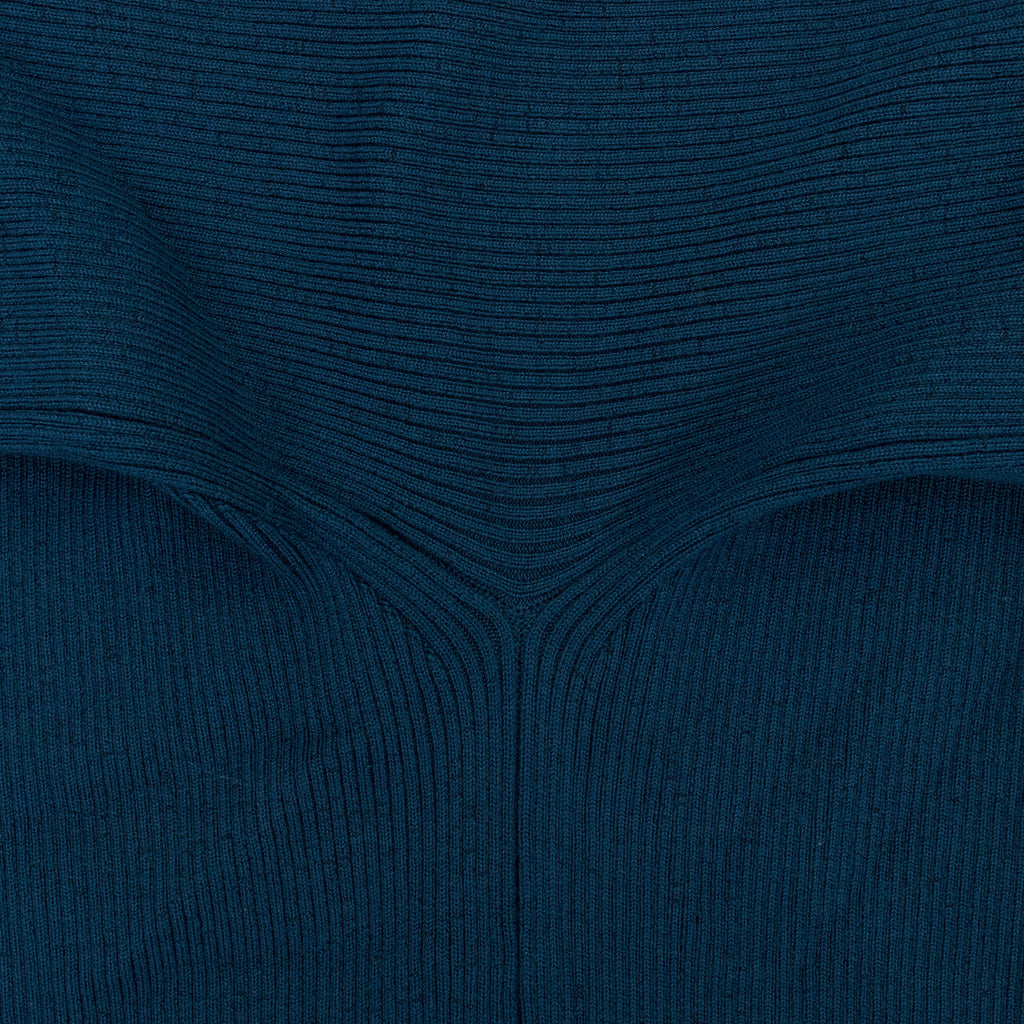 BLUE OPEN SHOULDER WAISTED CARDIGAN