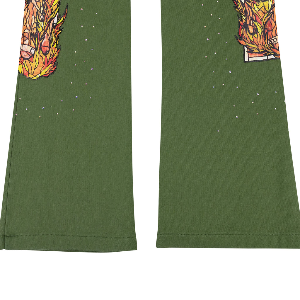 GREEN FLAME GLASS SWEATPANTS