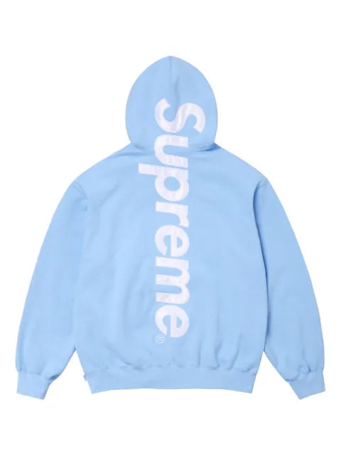 Supreme satin-appliqué "Light Blue" hoodie