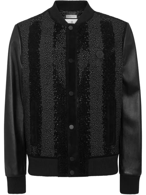 Philipp Plein suede bomber jacket LS strass