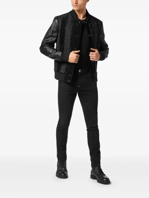 Philipp Plein suede bomber jacket LS strass