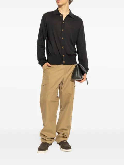 Versace silk-cotton knit polo cardigan