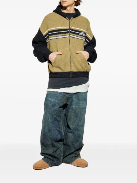 Balenciaga zip striped hooded hoodie