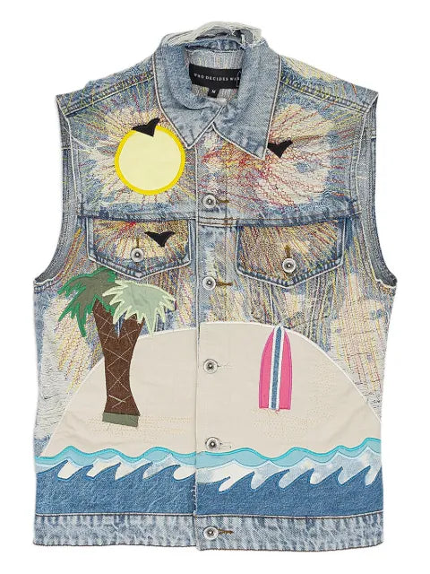 Who Decides War appliqué-detail vest