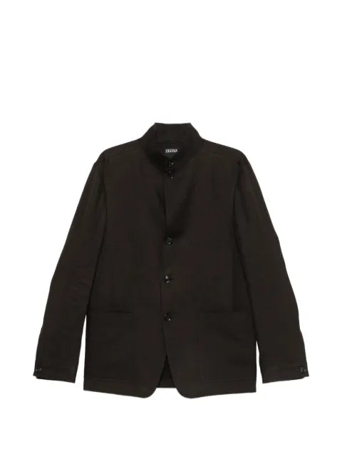 Zegna mandarin-collar buttoned jacket