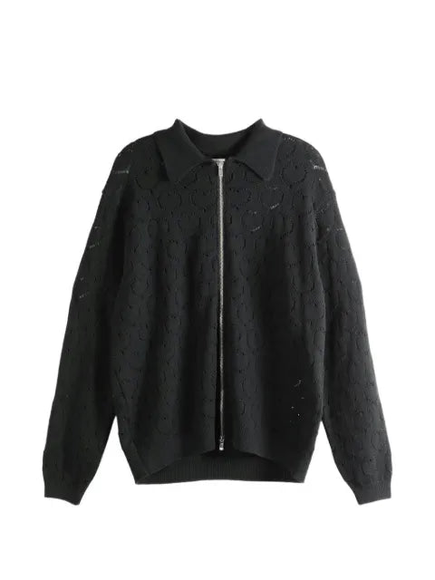 Vowels Eyelet heart-motif pointelle-knit jacket