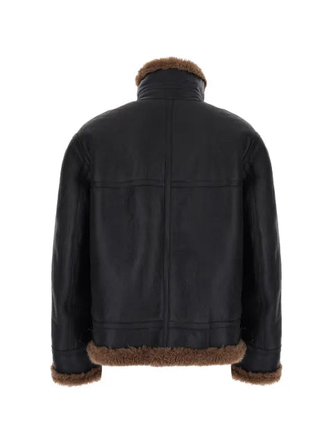 Saint Laurent shearling-trim leather jacket