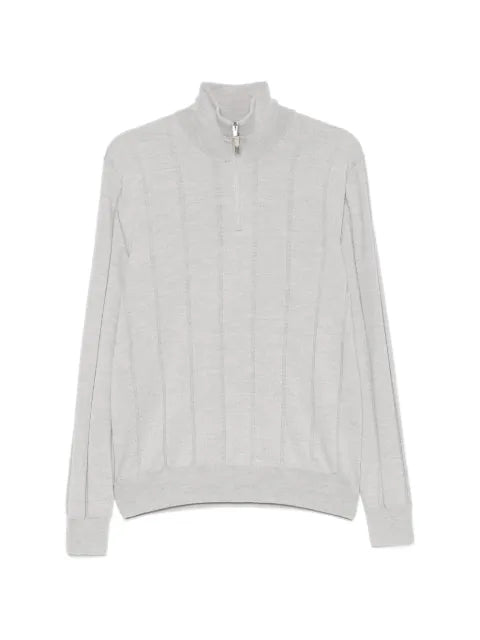 Canali ribbed-knit quarter-zip sweater