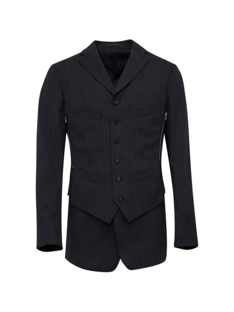 Comme des Garçons Homme Deux Dobby pinstripe-pattern zip-detail blazer