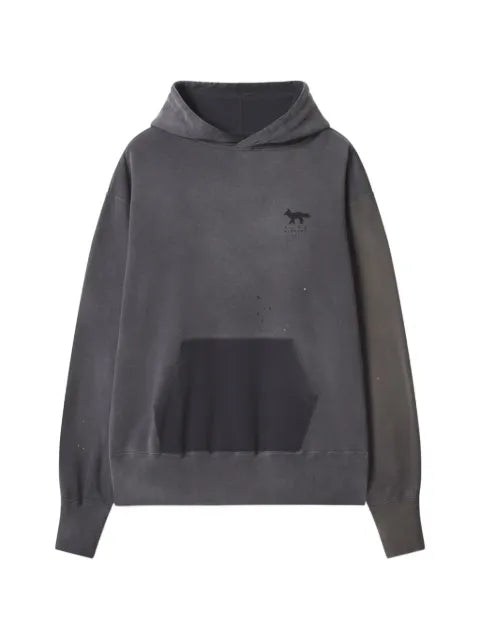 Maison Kitsuné faded-effect logo-print hoodie