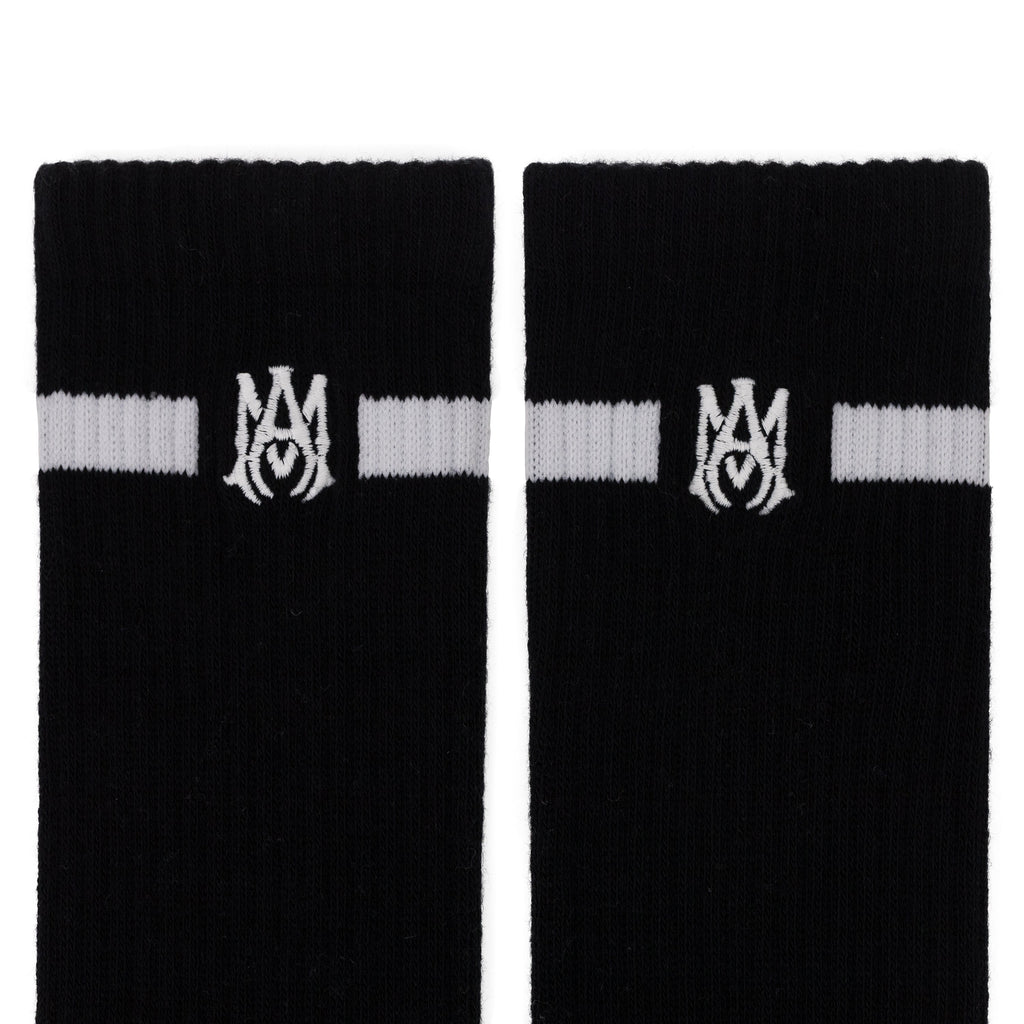 Black/White MA Embroidery Patch Socks