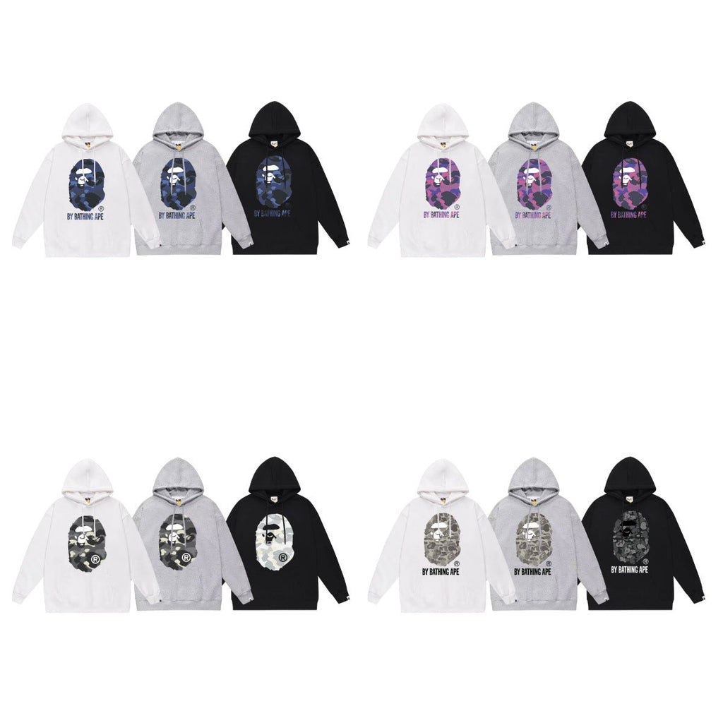 Bape Camo Ape Head Graphic Vintage Washed Oversized Hoodie Streetwear