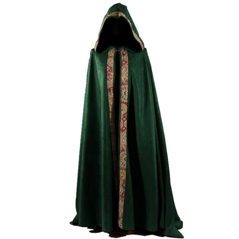Halloween Men Medieval Priest Hooded Cape Multi‑Color Cloak