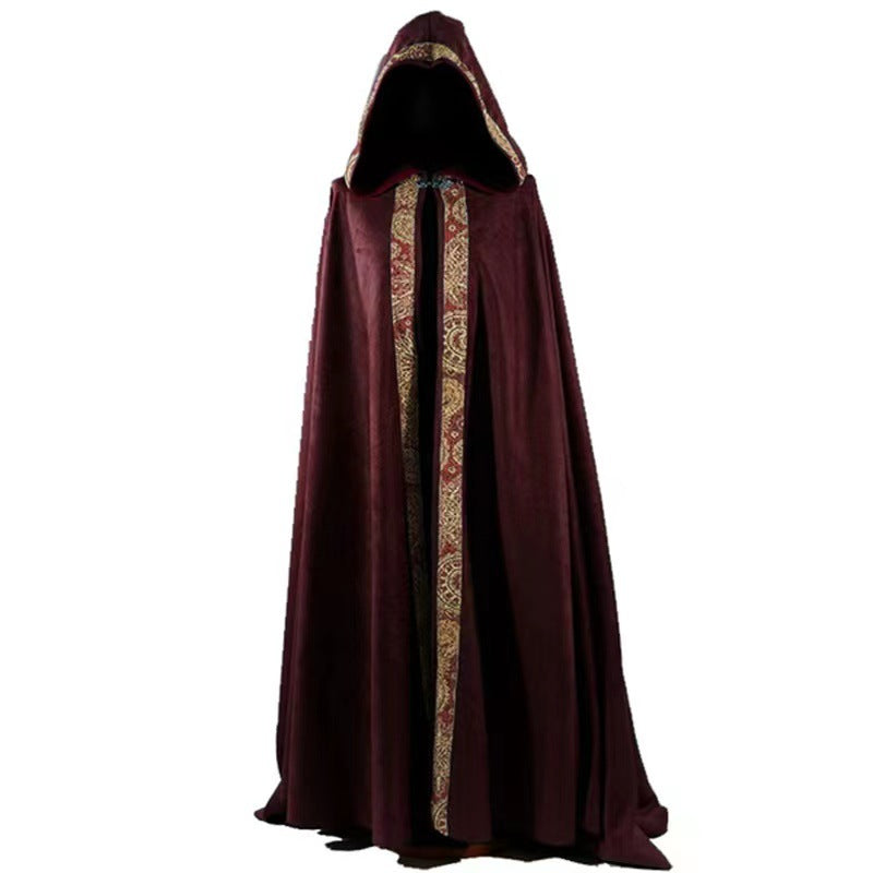 Halloween Men Medieval Priest Hooded Cape Multi‑Color Cloak
