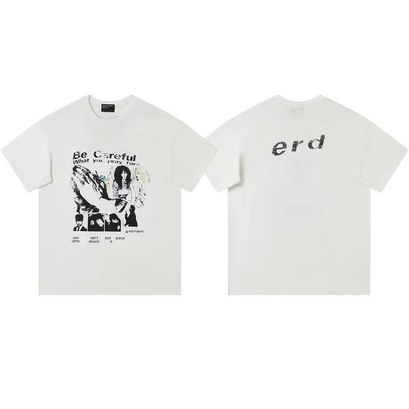 ERD “Be Careful What You Pray For” White Sketch Print T-Shirt