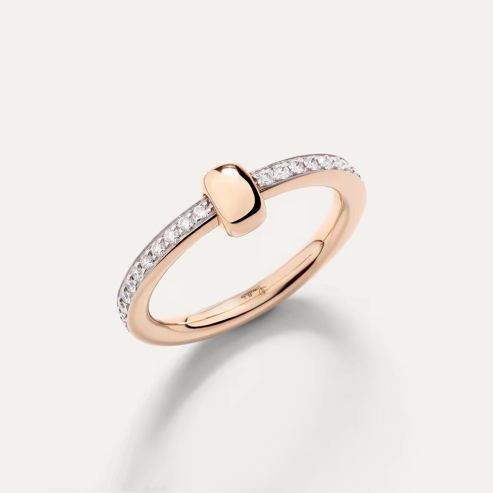 Pomellato Style Classic Cubic Zirconia 18K Gold-Plated Ring