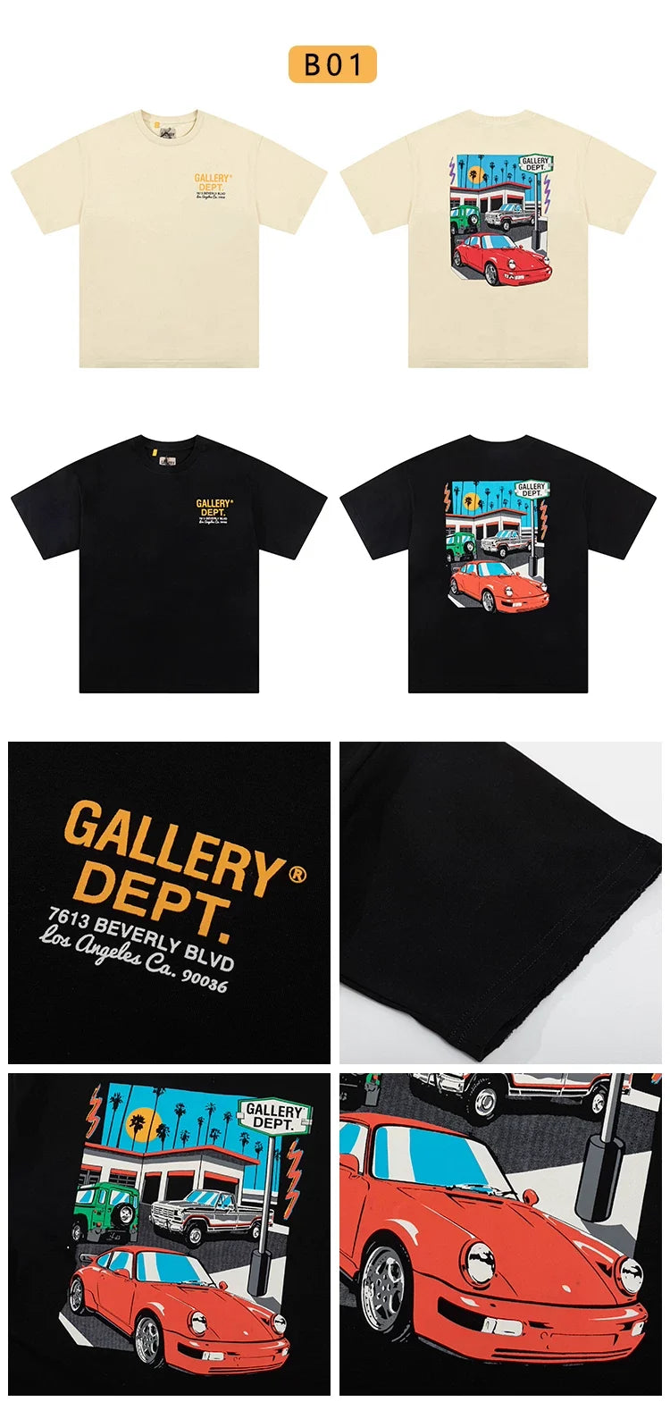 Gallery Dept Vintage Print Loose Short Sleeve Streetwear T-Shirt