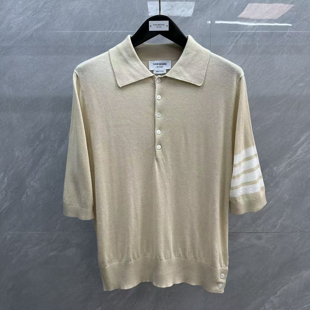 Four-Bar Polo Collar Short Sleeve Shirt | Thom Browne