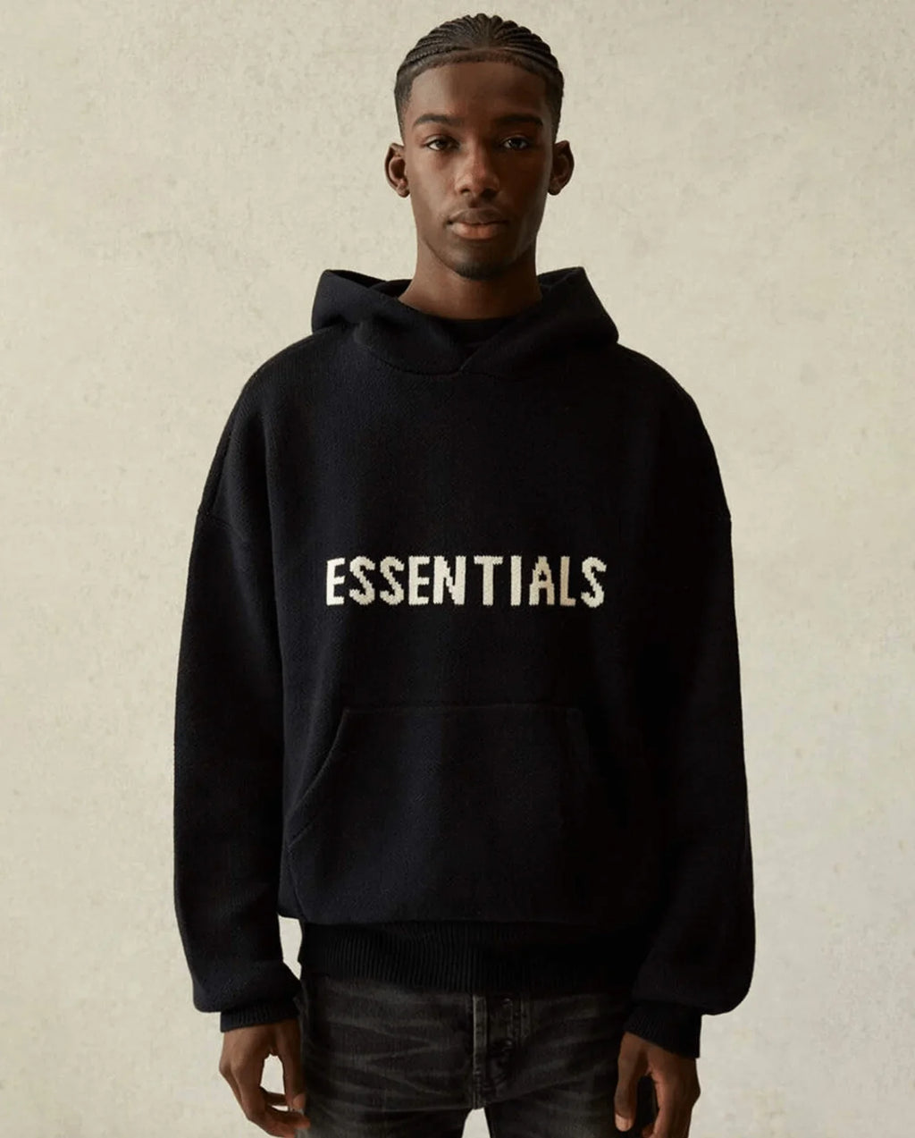 Essentials Fear Of God Hoodie Black Knit