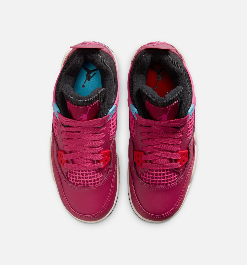 Air Jordan 4 Retro She's A Star Grade School Lifestyle Shoes - Beet Red/Desert Pink/Off Noir/Chalk