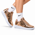 Nike Air Force 1 Low Rose Gold Metallic Unisex Sneakers Style 17