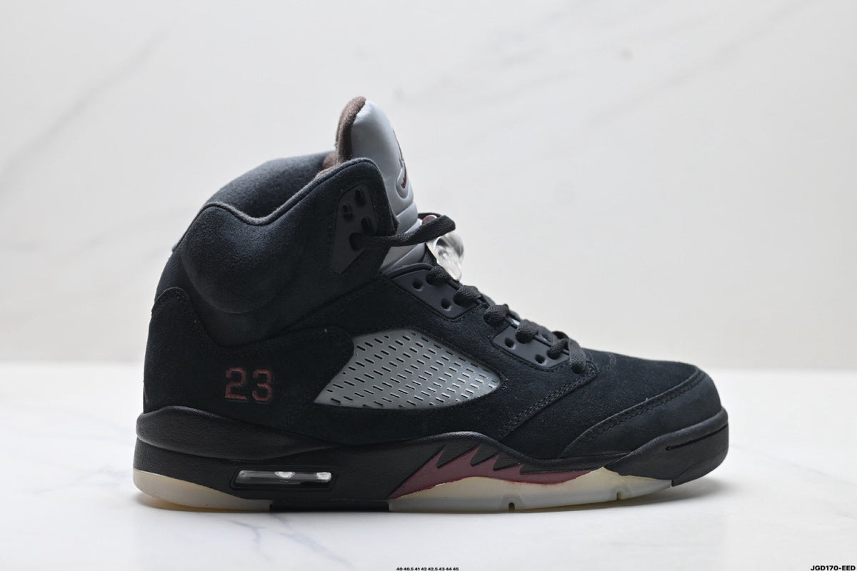 Air Jordan 5 Retro Triple Black Red Accent Sneakers