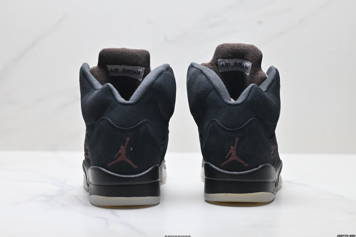 Air Jordan 5 Retro Triple Black Red Accent Sneakers