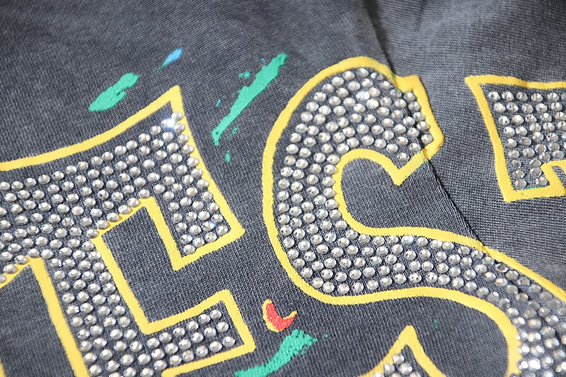 VALE USA Washed Black Rhinestone Graphic T-Shirt