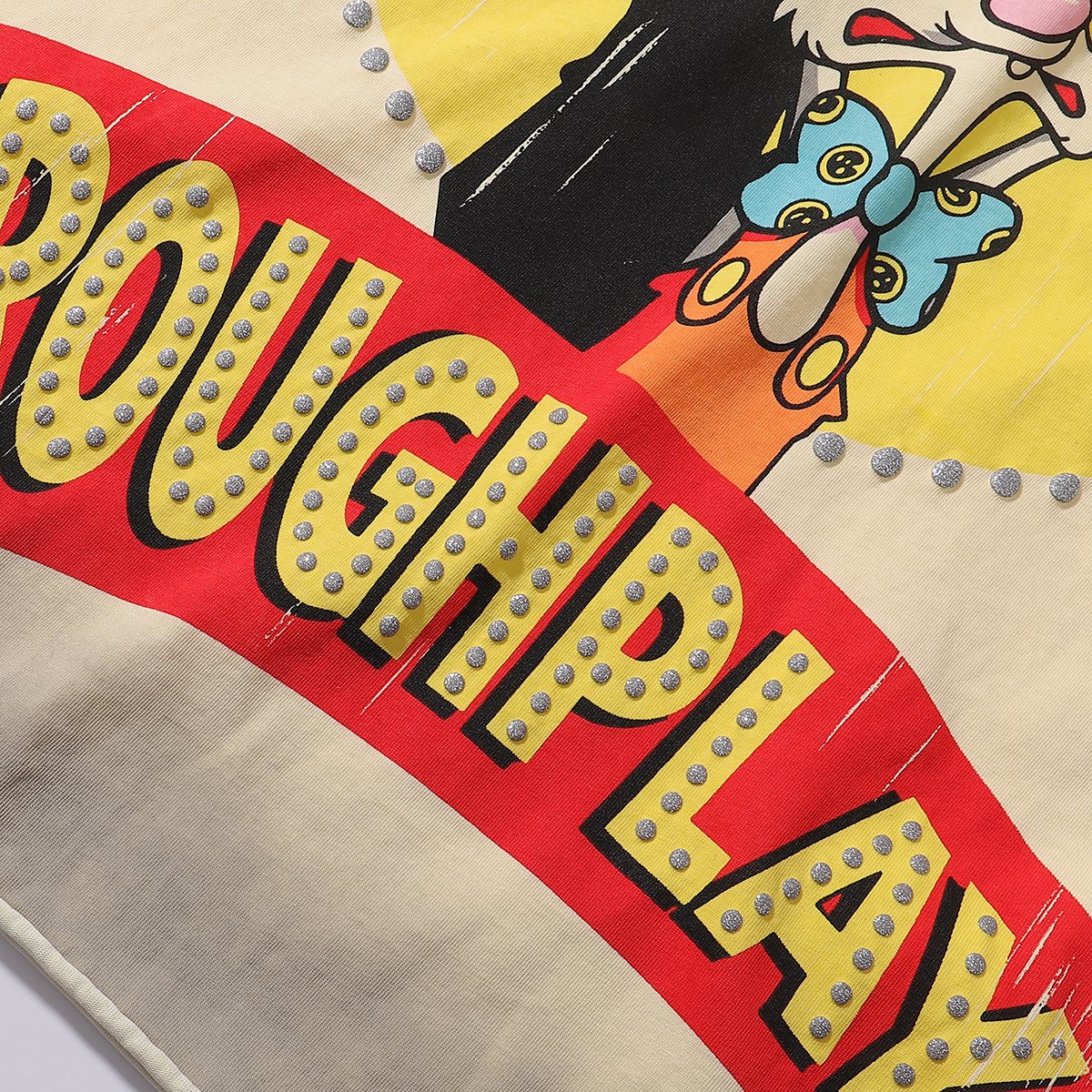 Rough Play Rabbit Graphic Distressed T-Shirt