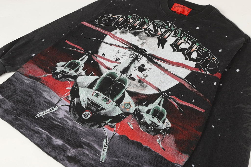 Godspeed Washed Black Rock Graphic Long-Sleeve T-Shirt