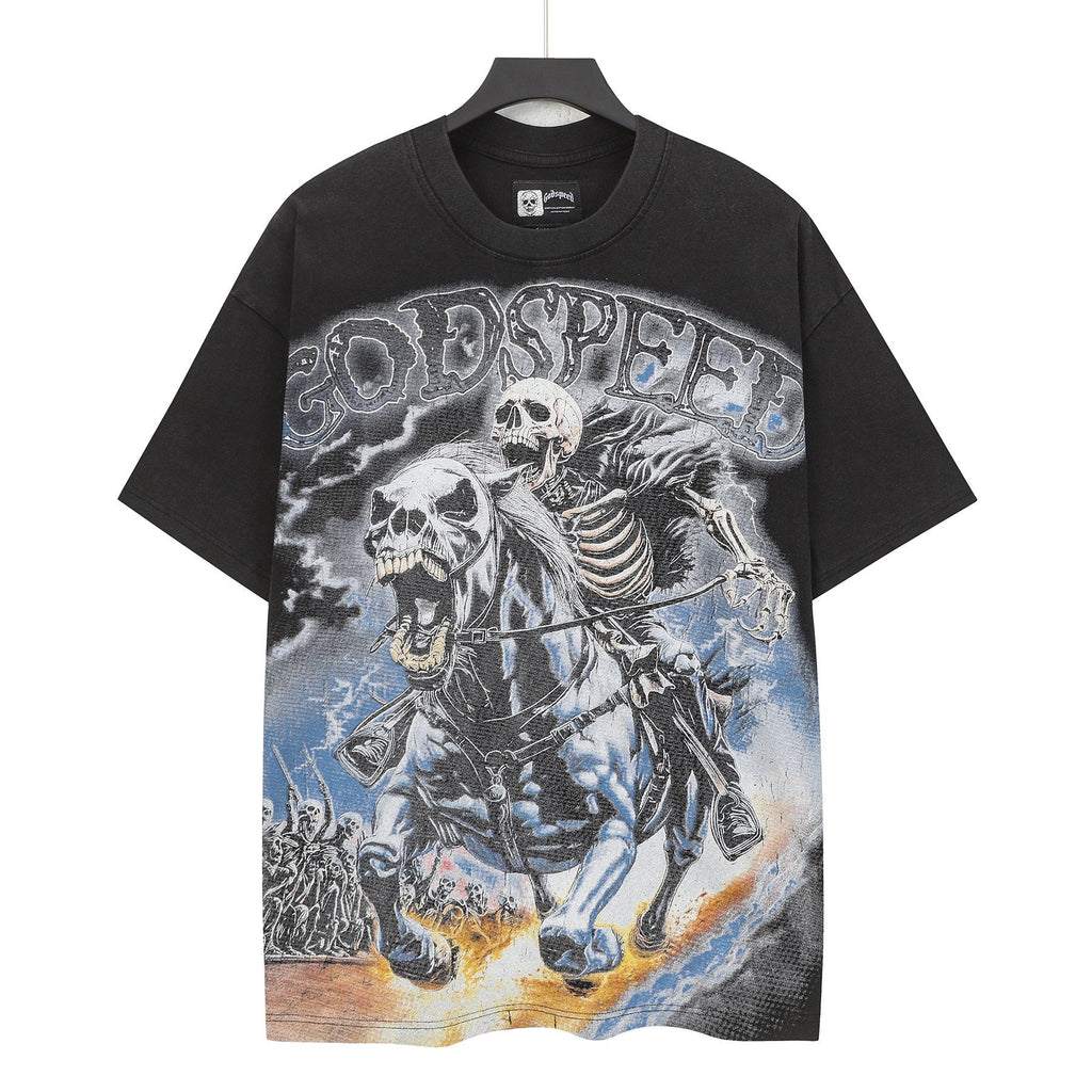 Godspeed Skeleton Horse Washed Black Graphic T-Shirt