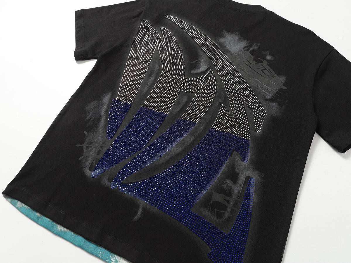 MIXED EMOTION Rhinestone Graphic T-Shirt