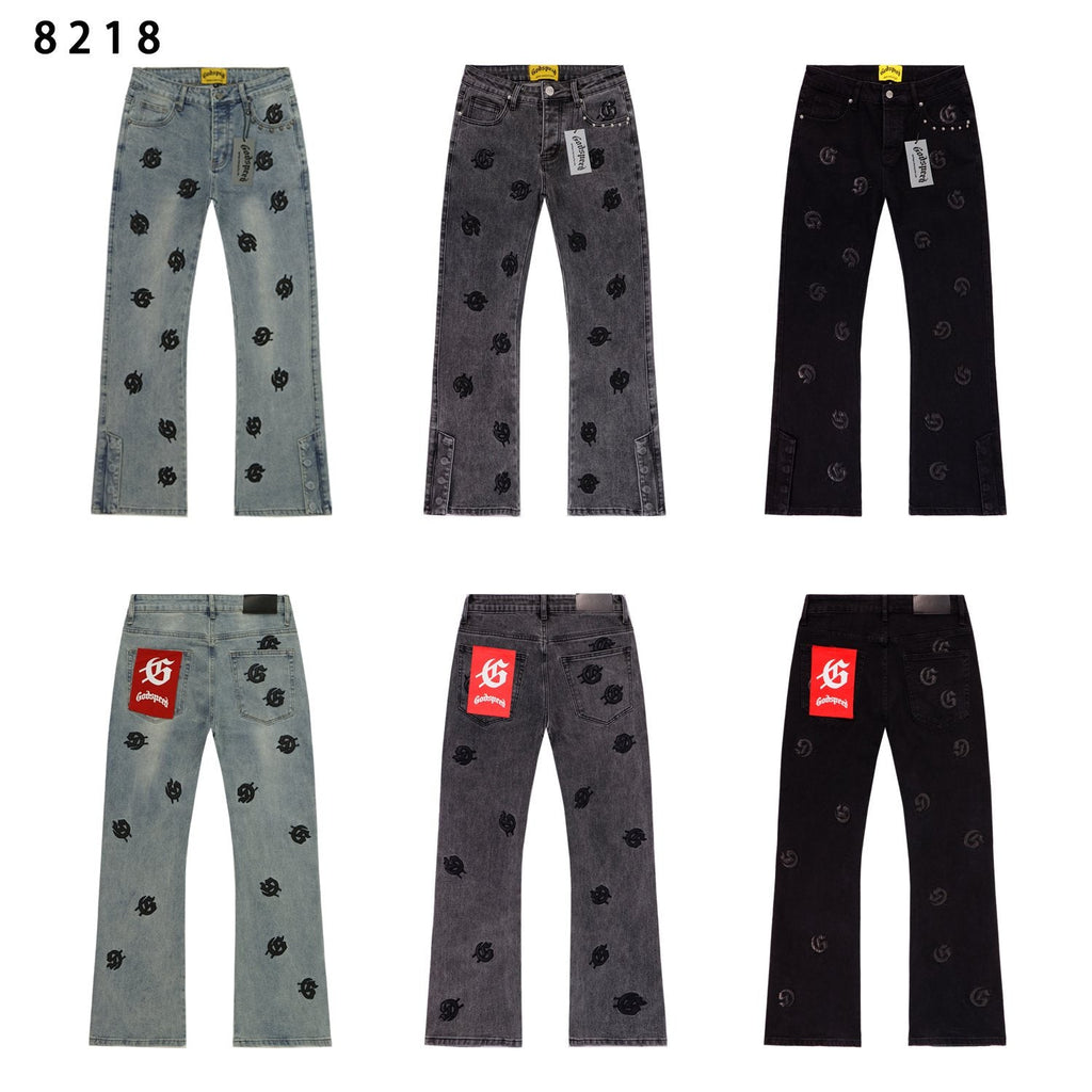 Godspeed Embroidered Washed Flared Jeans