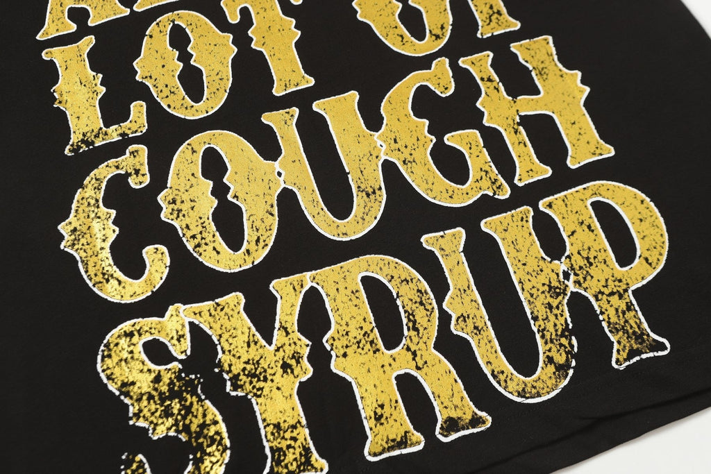 THAT'S A AWFUL LOT OF COUGH SYRUP Black Front & Back Graphic Short-Sleeve T-Shirt