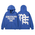 MIXED EMOTION Blue Rhinestone Zip Hoodie