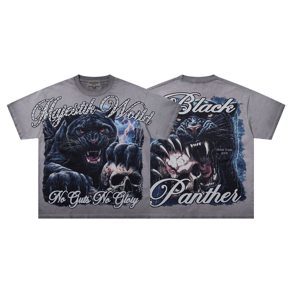 MAJESTIK Panther Skull Graphic T-Shirt