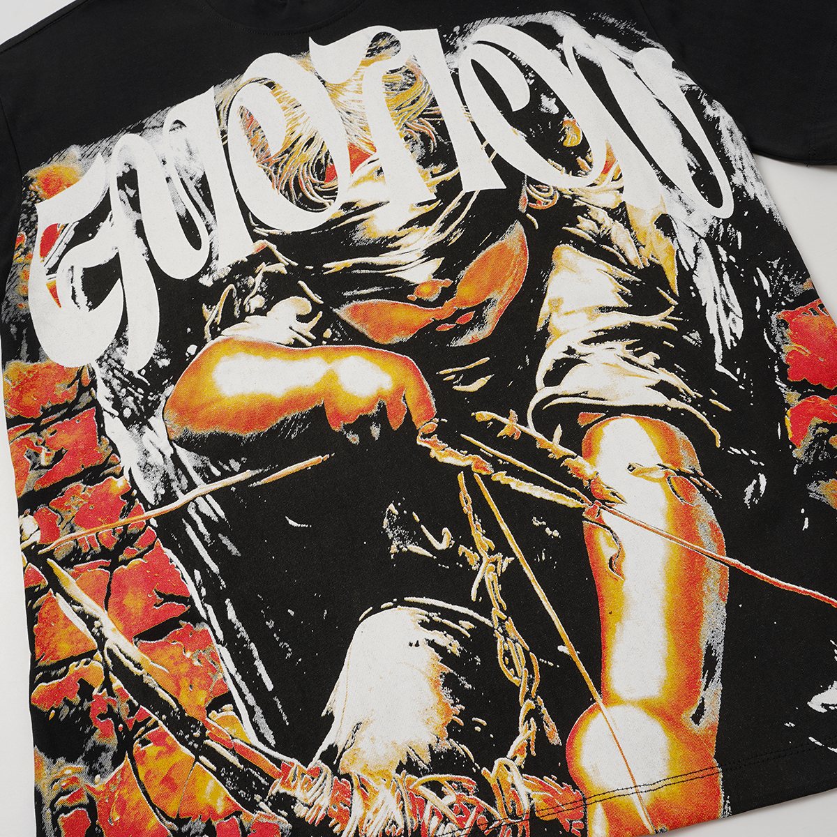MIXED EMOTION Black Illustrated Front & Back Graphic T-Shirt