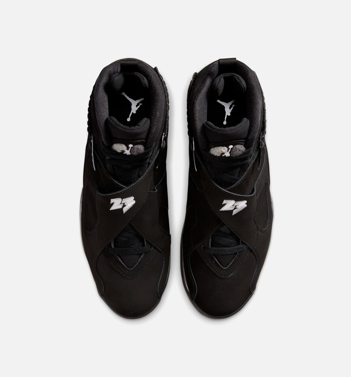 Air Jordan 8 Retro Chrome Black and Light Graphite Men's Shoes - Black/White/Light Graphite
