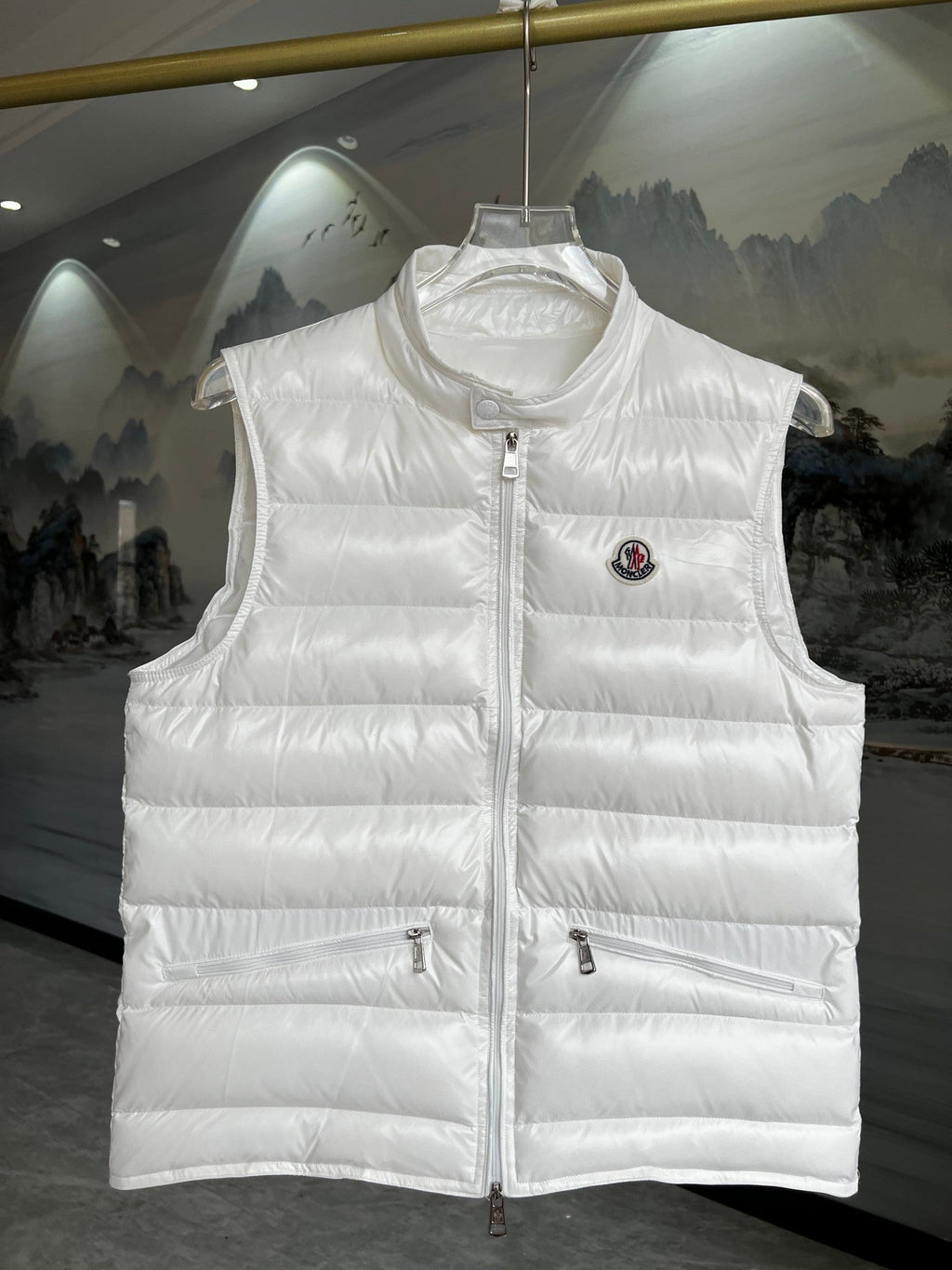 Moncler White Gui Quilted Down Vest