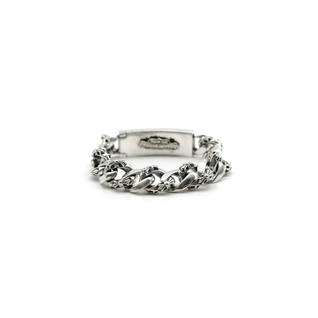 Chrome Hearts Silver Cross Link Cuban Bracelet