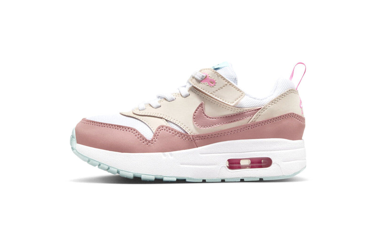 Little Kid's Nike Air Max 1 EasyOn Wht/Rd Strdust-Guava Ice (DZ3308 101)