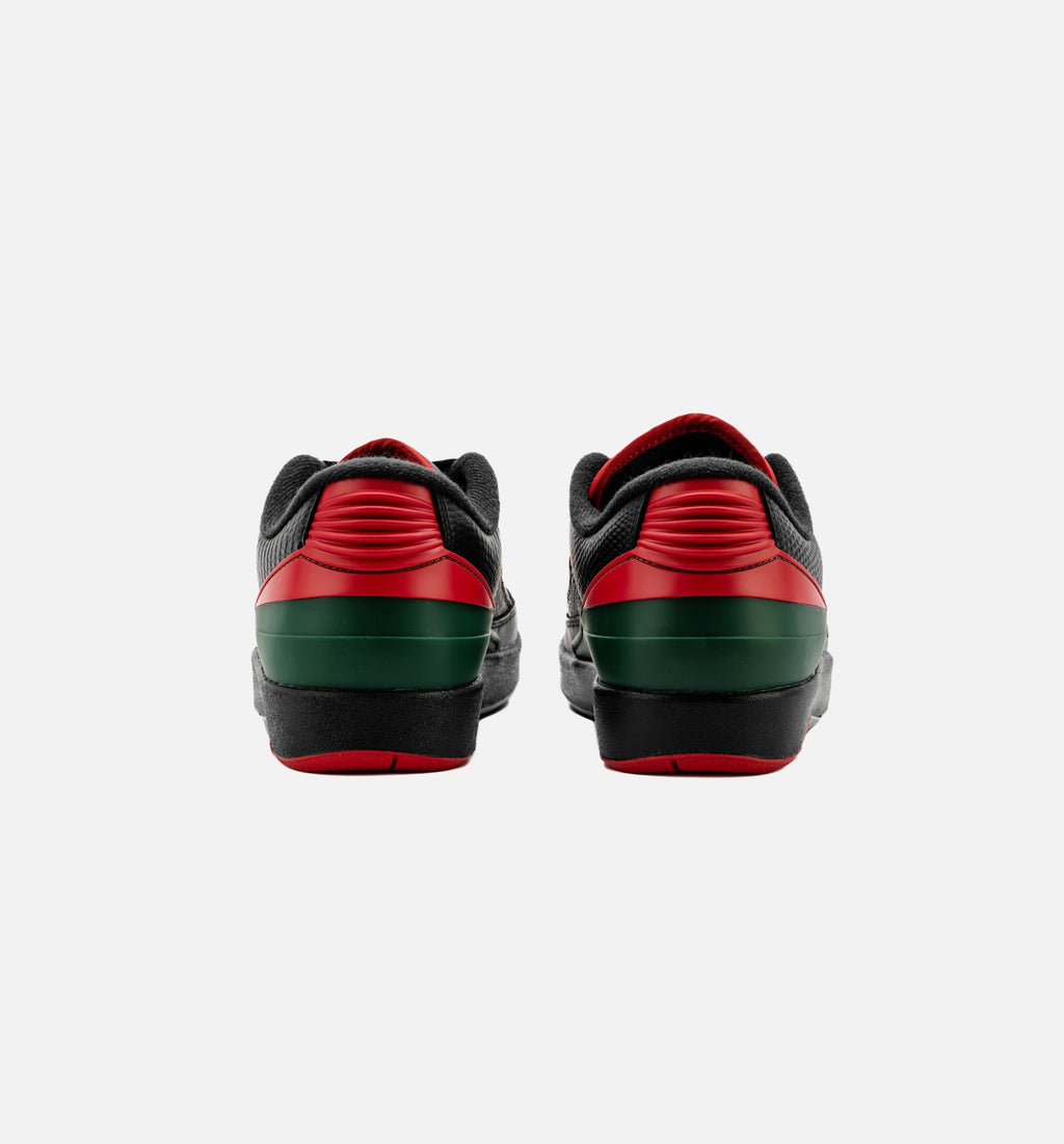 Air Jordan 2 Retro Low Christmas Grade School Shoes - Black Fire Red Cement Grey