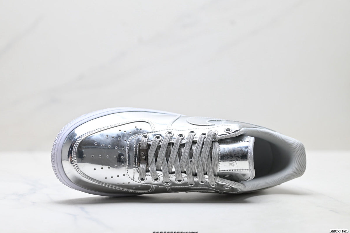 Nike Air Force 1 Low Metallic Silver Unisex Sneakers Style 16