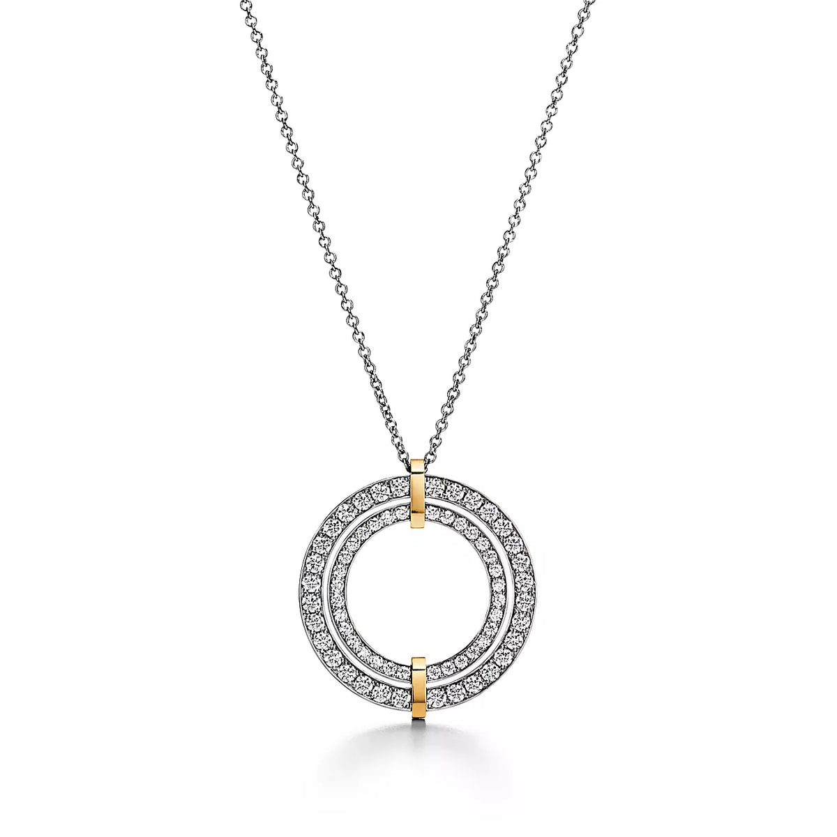TIFFANY EDGE DIAMOND GOLD SILVER NECKLACE