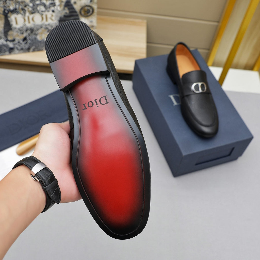 Dior Black Pebbled Leather Loafers
