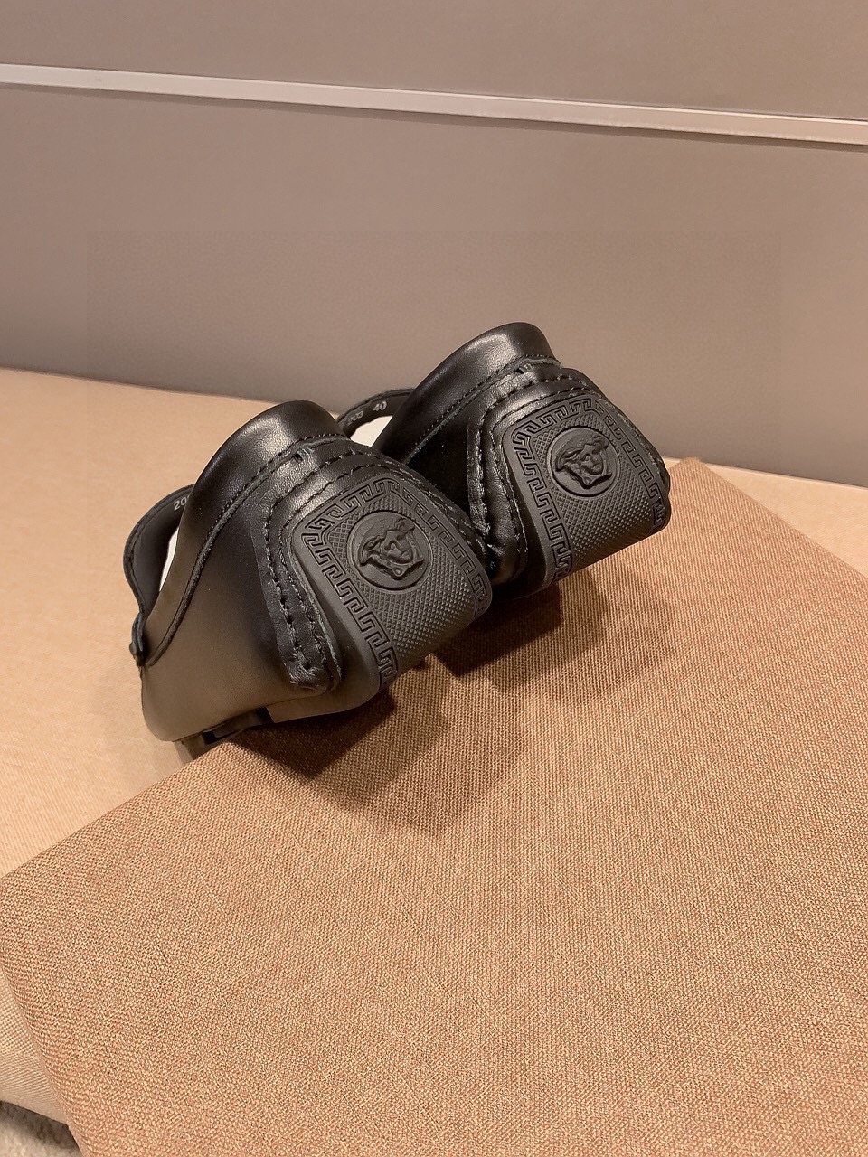 Versace Men's Black Gold-Tone Hardware Loafers - Low-Profile Rubber Sole